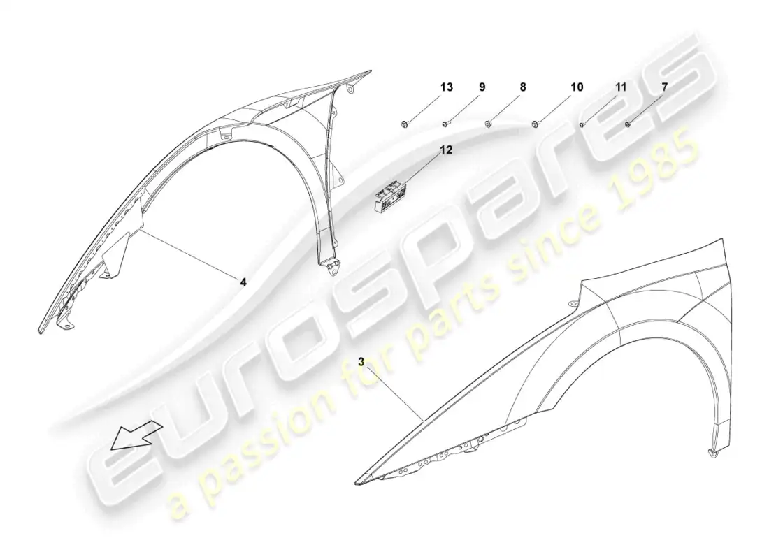 lamborghini lp570-4 sl (2010) ala delantera diagrama de piezas