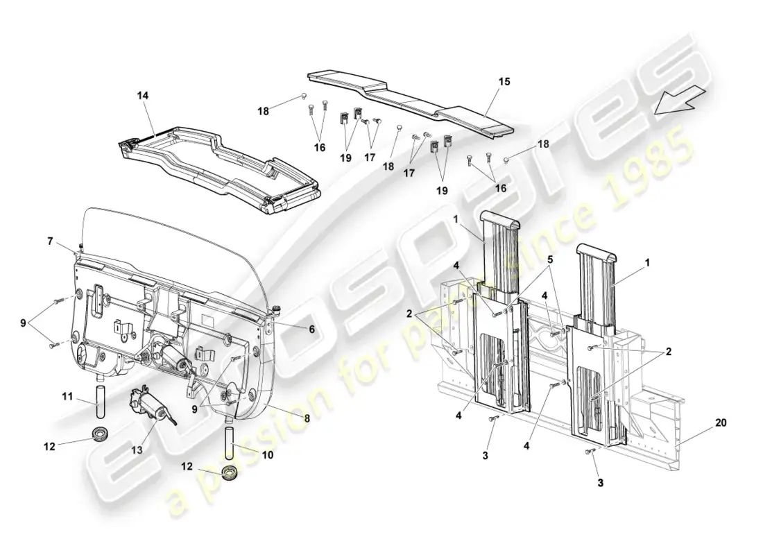 lamborghini lp550-2 spyder (2012) sistema de protección contra vuelcos diagrama de piezas