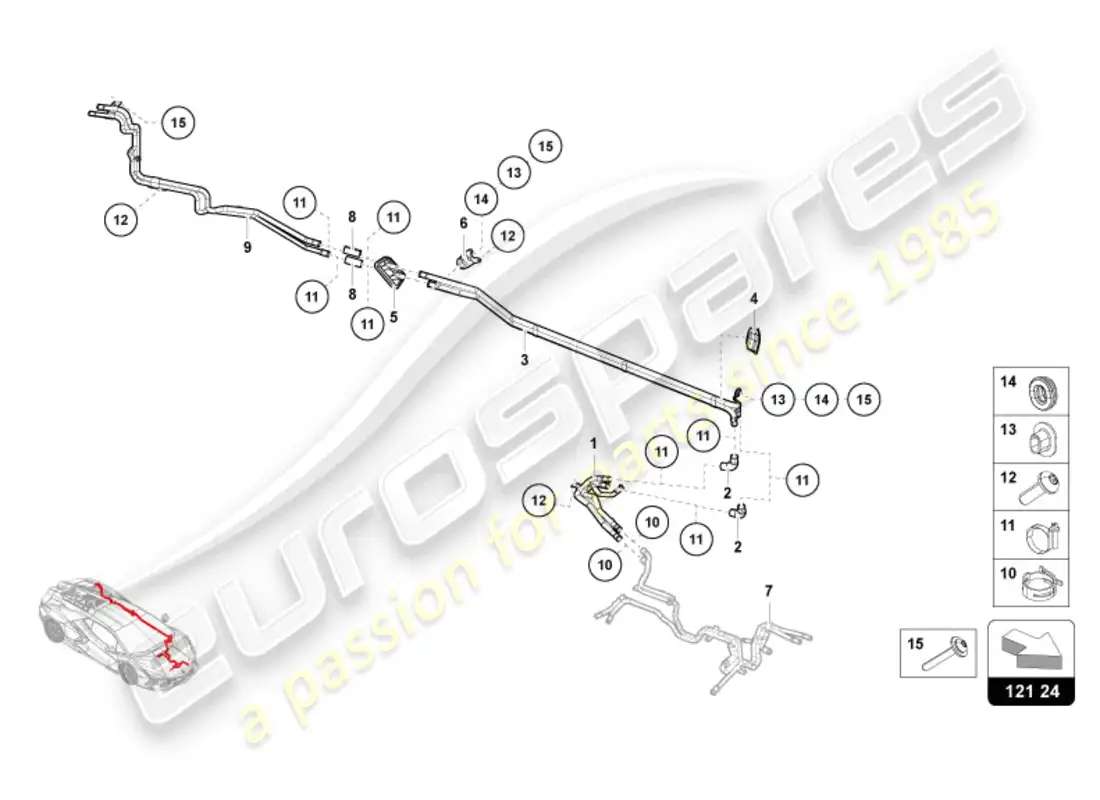 lamborghini revuelto coupe (2024) sistema de enfriamiento del refrigerante - enfriamiento de alto voltaje diagrama de piezas