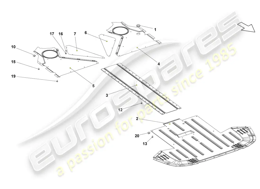 lamborghini gallardo spyder (2007) adorno de bajos diagrama de piezas