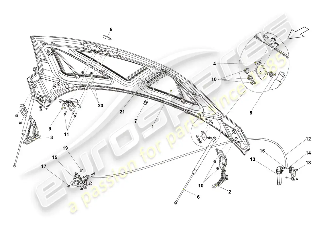 lamborghini lp570-4 sl (2014) capó diagrama de piezas