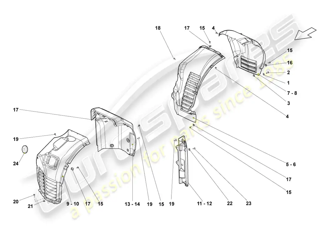 lamborghini lp570-4 sl (2014) recubrimiento de rueda delantero y trasero diagrama de piezas
