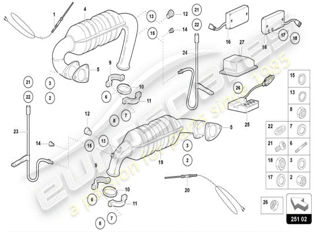 lamborghini diablo vt (1996) conversor catalítico diagrama de piezas