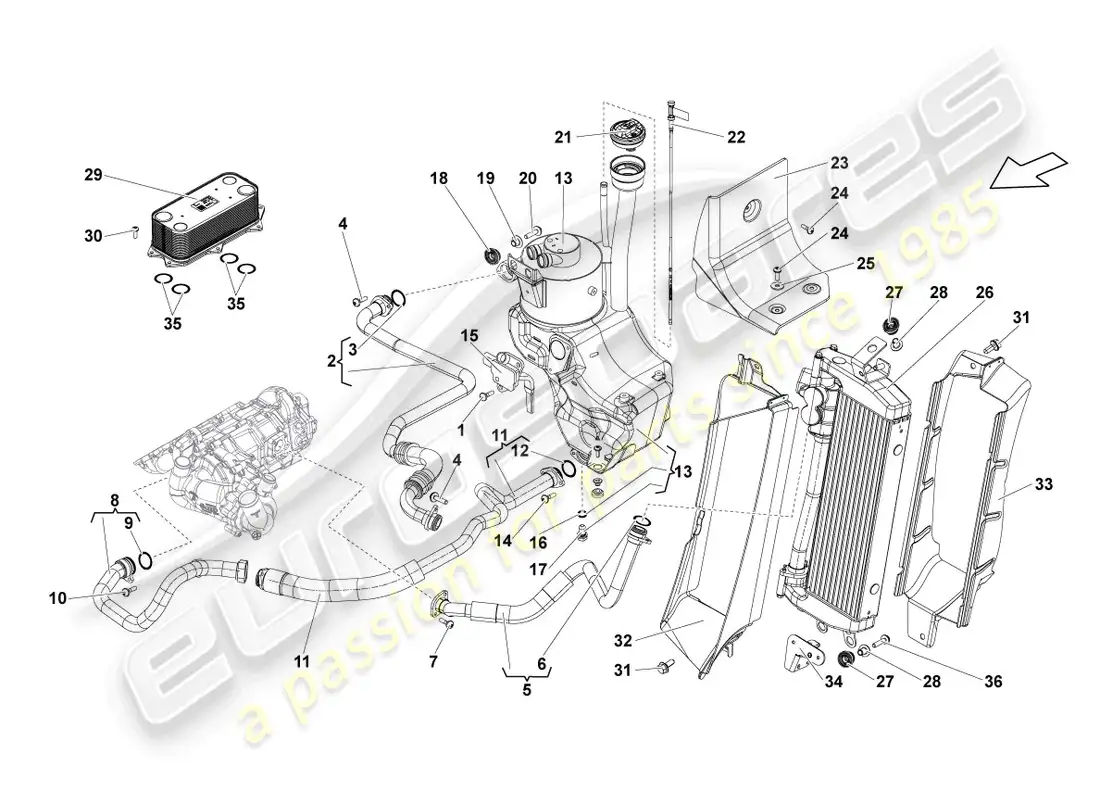 lamborghini lp570-4 sl (2014) contenedor de aceite diagrama de piezas