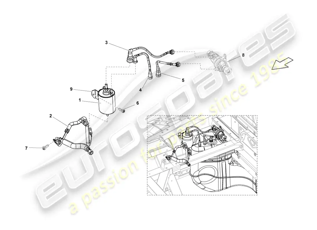 lamborghini lp560-4 spider (2011) diagrama de piezas del filtro de combustible