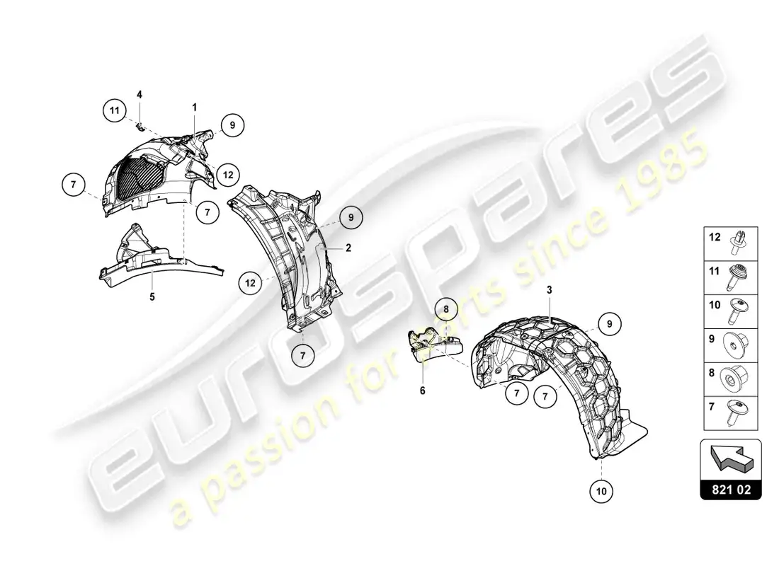 lamborghini urus s (2024) recubrimiento de la rueda diagrama de piezas