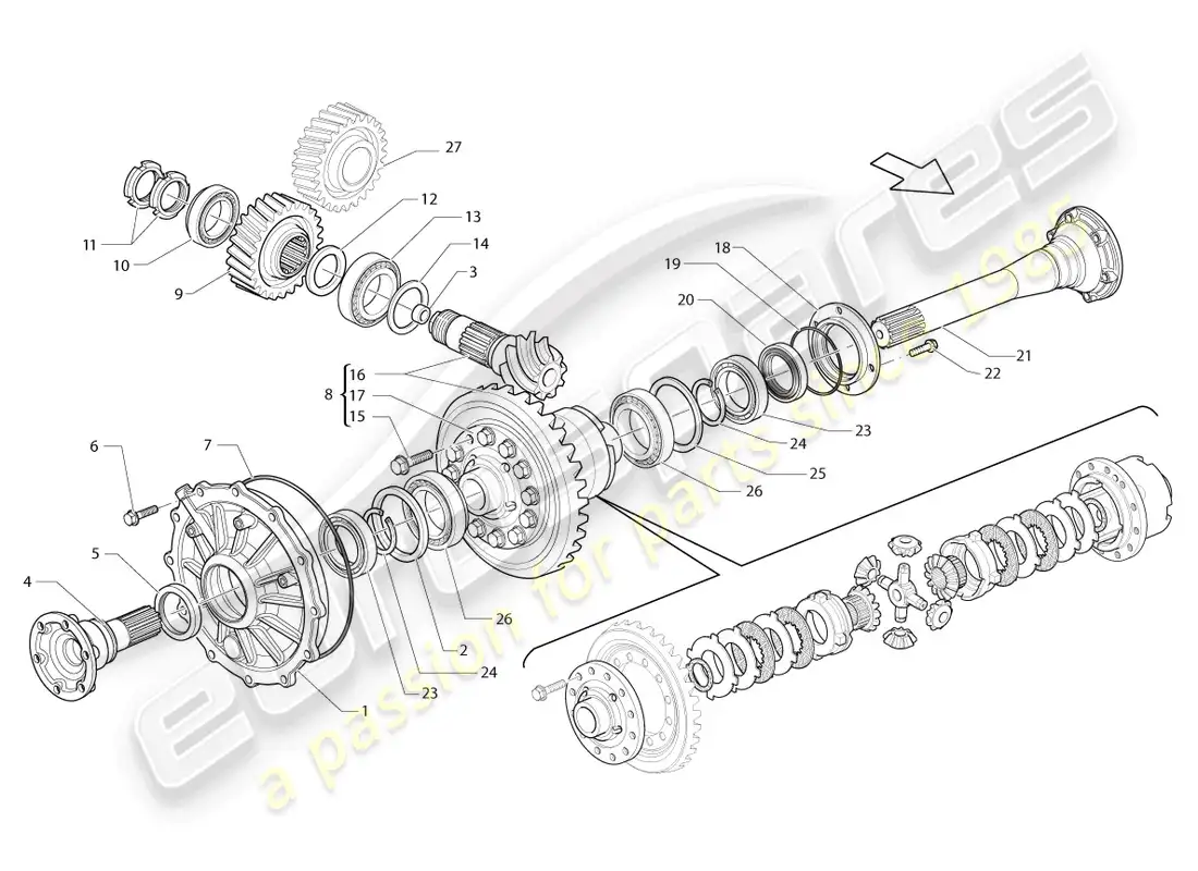 lamborghini blancpain sts (2012) diferencial diagrama de piezas