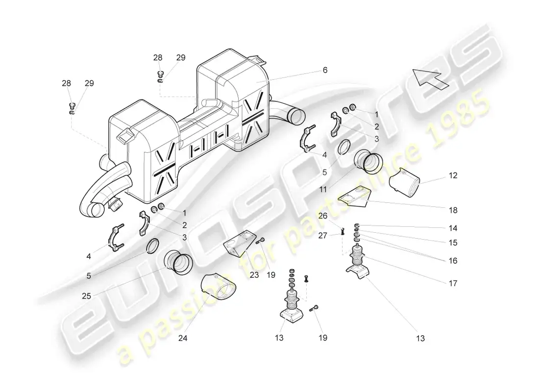 lamborghini gallardo spyder (2008) silenciador trasero diagrama de piezas