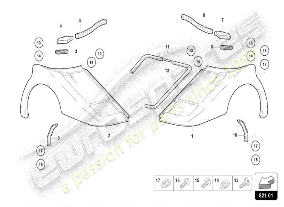 lamborghini diablo vt (1999) ala delantera diagrama de piezas