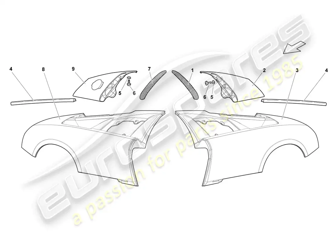 lamborghini lp670-4 sv (2010) parte lateral trasera diagrama de piezas