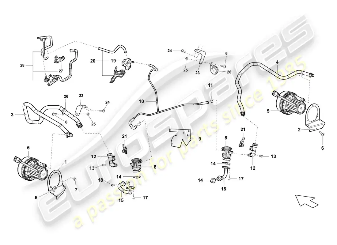 lamborghini lp570-4 sl (2014) bomba de aire secundario diagrama de piezas