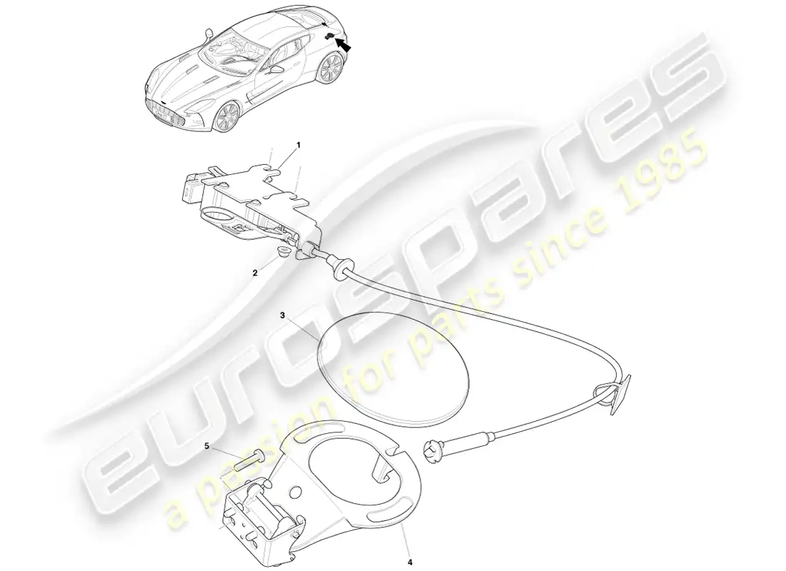 aston martin one-77 (2011) mecanismo de llenado de combustible diagrama de piezas