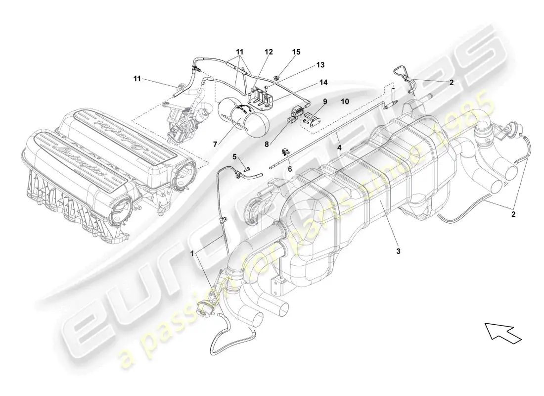 lamborghini lp570-4 sl (2014) sistema de vacío diagrama de piezas