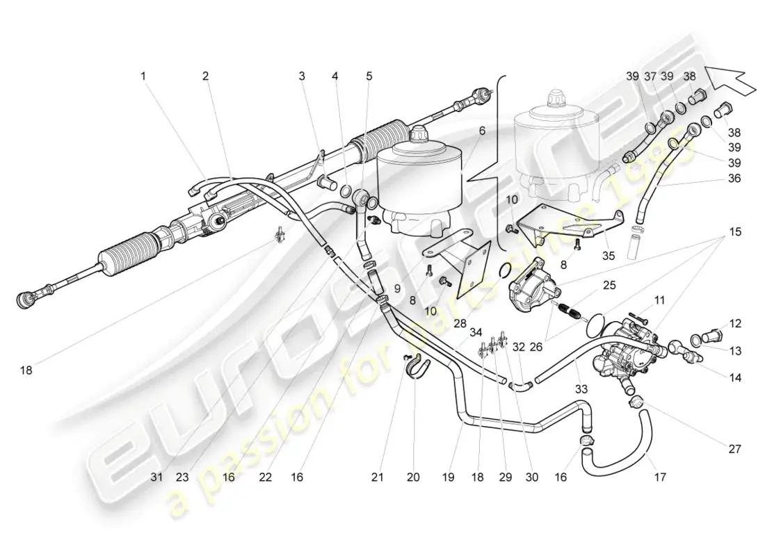 lamborghini gallardo coupe (2006) aparato de gobierno diagrama de piezas