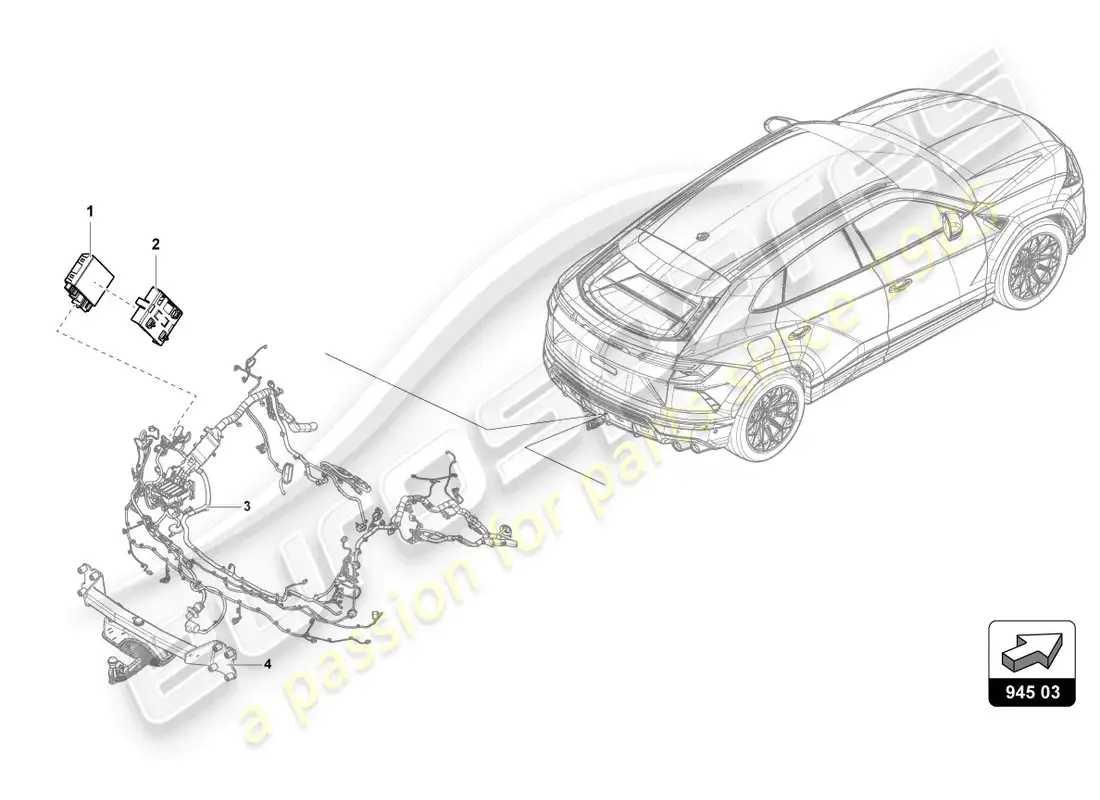 lamborghini urus s (2024) piezas eléctricas para remolque de remolque diagrama de piezas