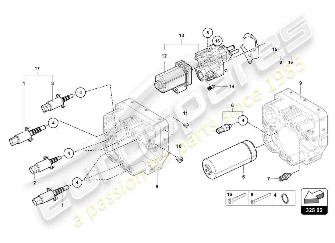 lamborghini countach lpi 800-4 (2022) unidad de control hidráulico diagrama de piezas