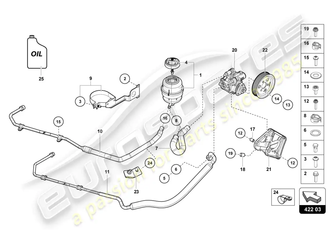 lamborghini countach lpi 800-4 (2022) bomba de dirección asistida eléctrica diagrama de piezas