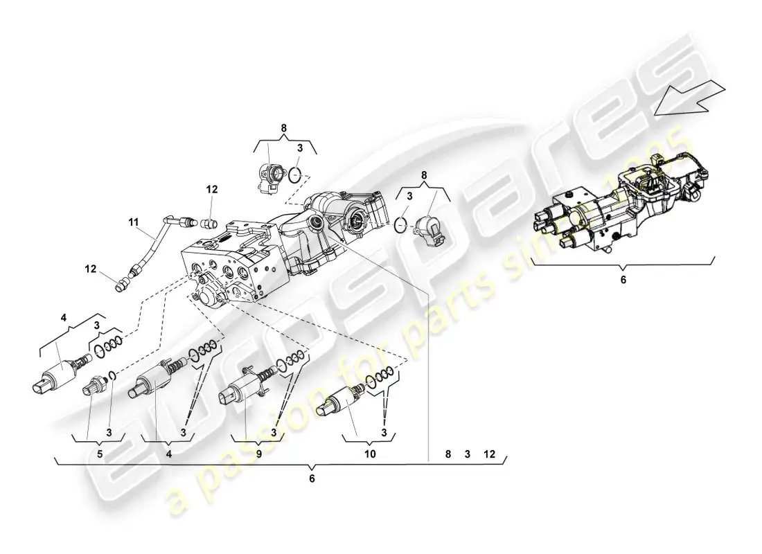 lamborghini lp550-2 spyder (2013) unidad de válvula diagrama de piezas