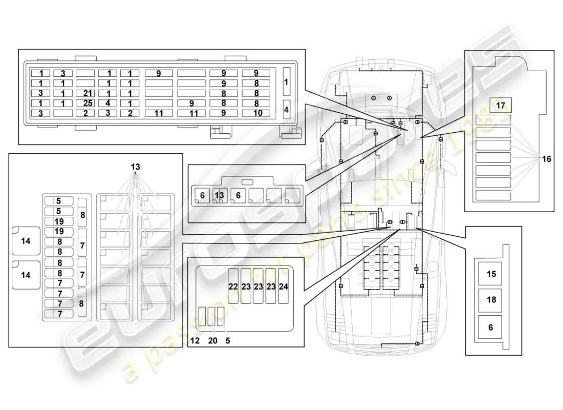 lamborghini gallardo spyder (2008) electricidad central diagrama de piezas