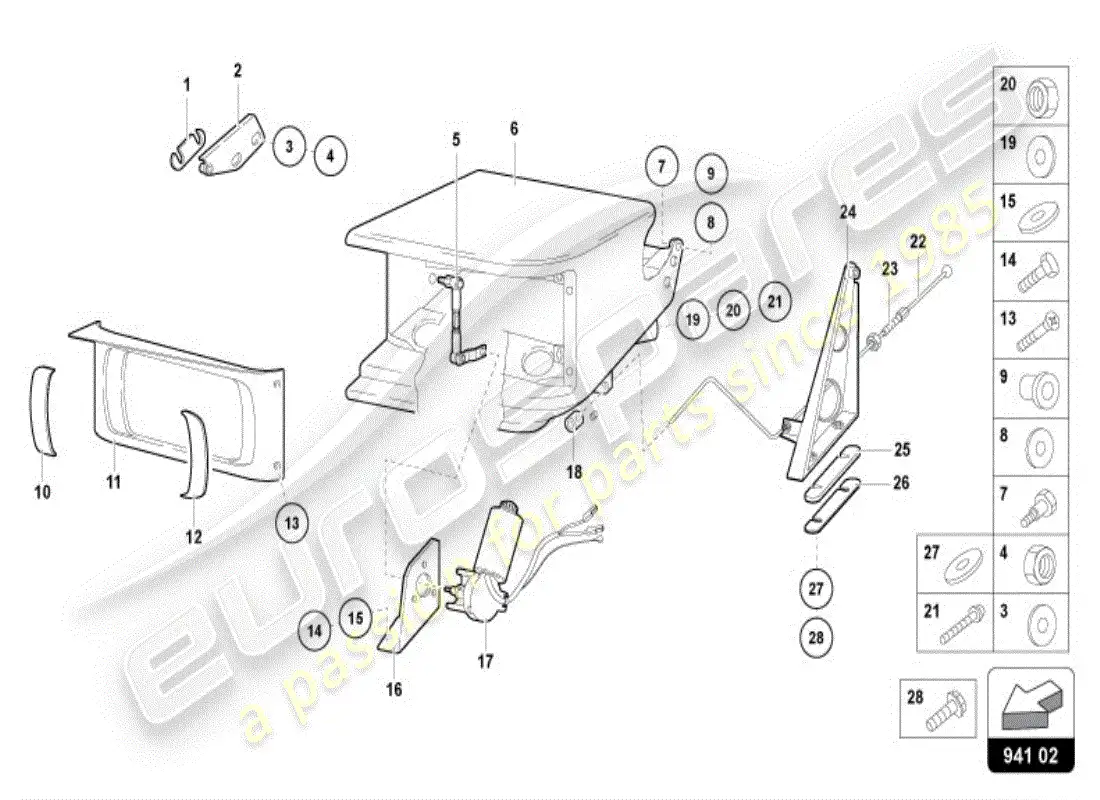 lamborghini diablo vt (1996) diagrama de piezas del dispositivo de faro
