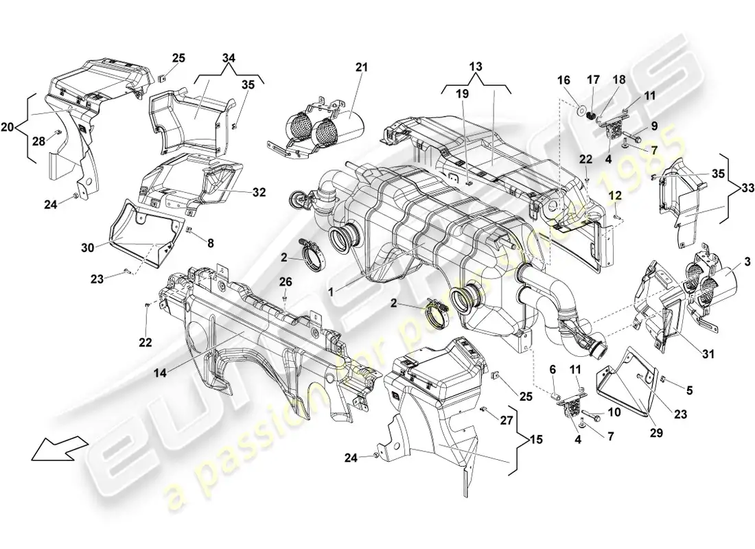lamborghini lp560-4 spider (2011) silenciador diagrama de piezas