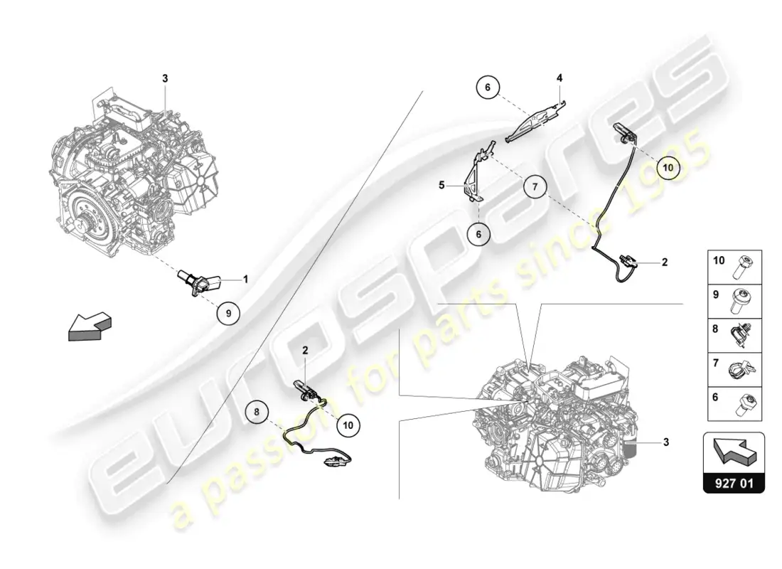lamborghini evo spyder (2022) sensor de velocidad con sensor de temperatura diagrama de piezas
