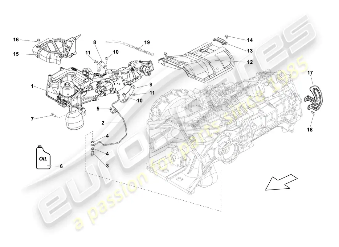 lamborghini lp550-2 spyder (2013) selector de marchas diagrama de piezas