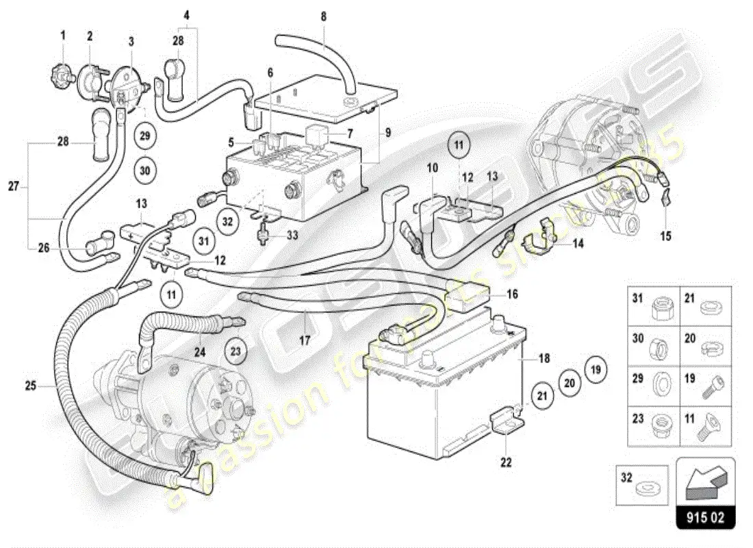 lamborghini diablo vt (1995) batería diagrama de piezas