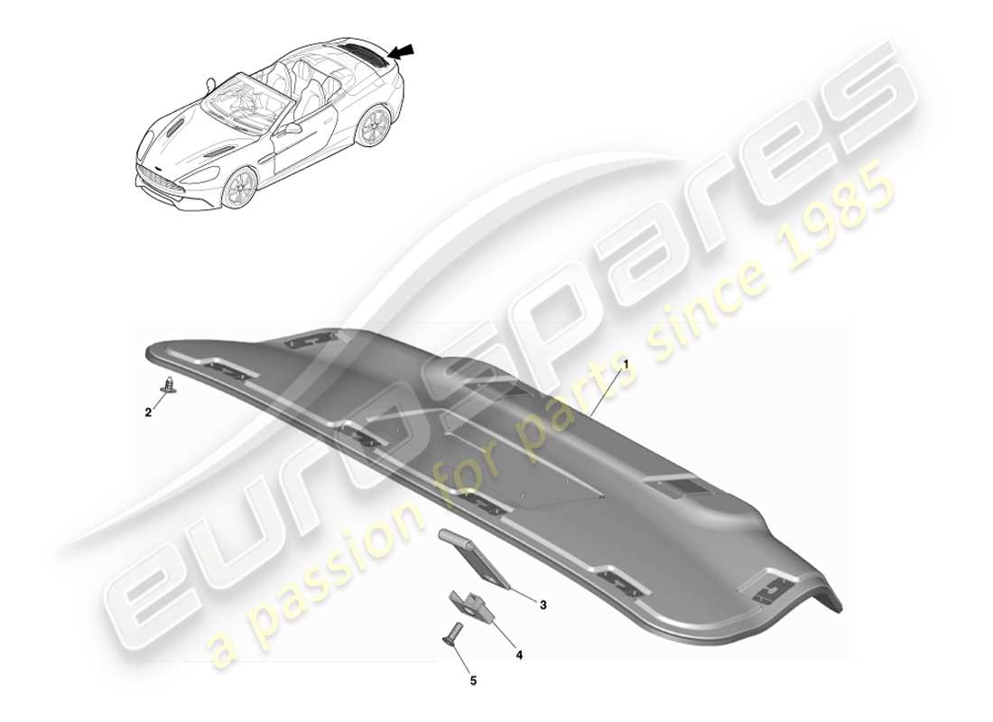 aston martin vanquish (2014) panel embellecedor del portón trasero, volante diagrama de piezas
