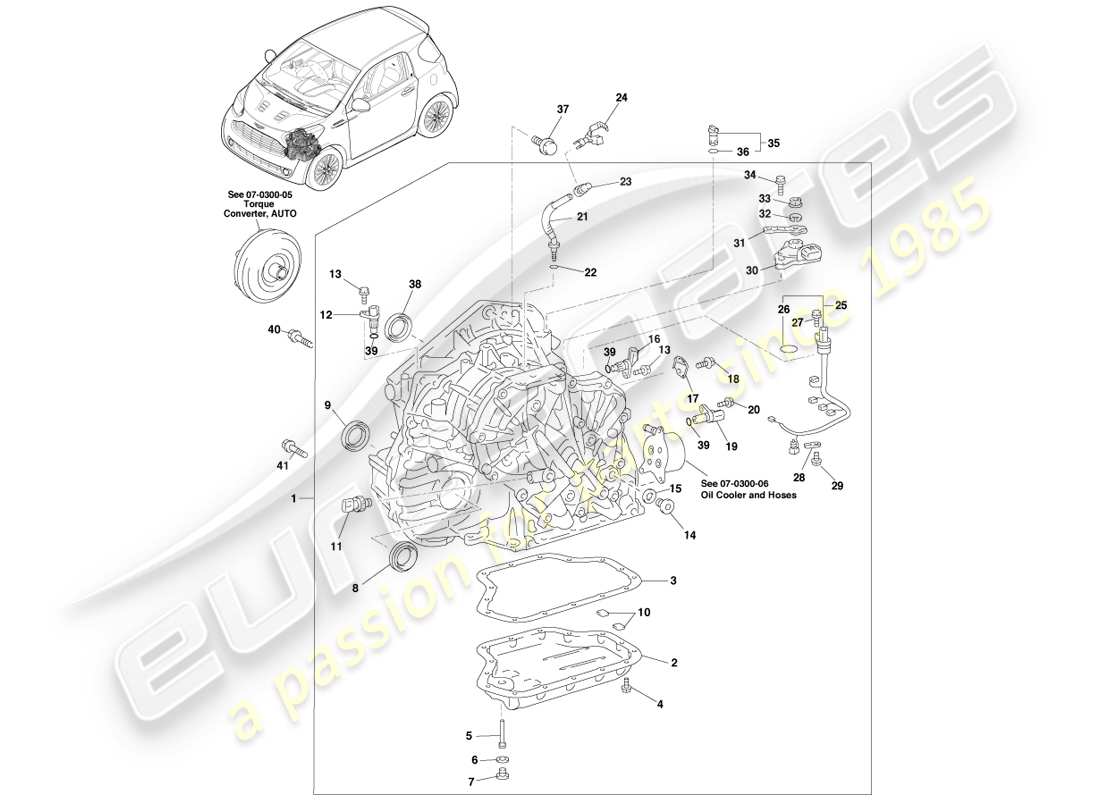 aston martin cygnet (2012) conjunto de transmisión, diagrama de piezas de automóvil