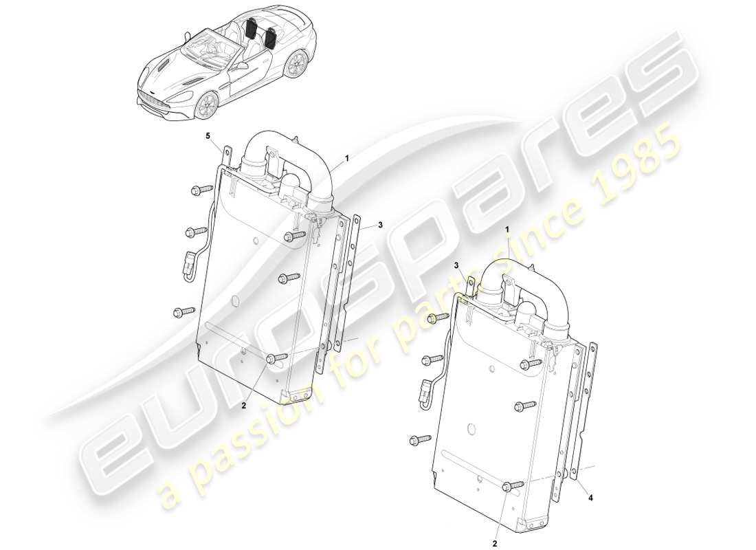 aston martin vanquish (2014) barra antivuelco desplegable, diagrama de piezas de volante