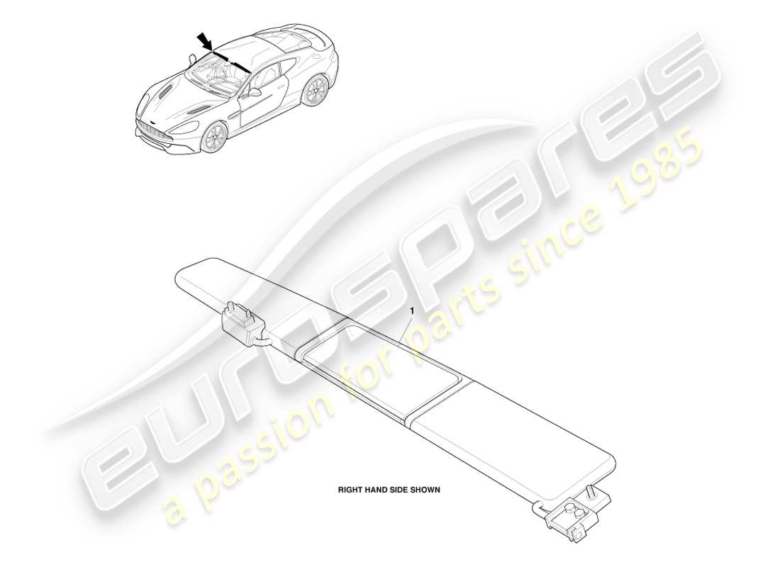aston martin vanquish (2014) viseras de sol diagrama de piezas
