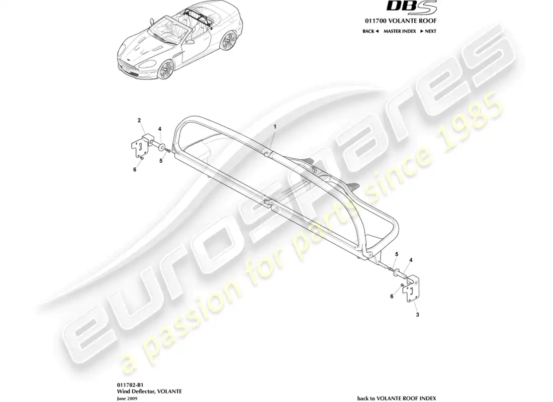aston martin dbs (2013) deflector de viento diagrama de piezas