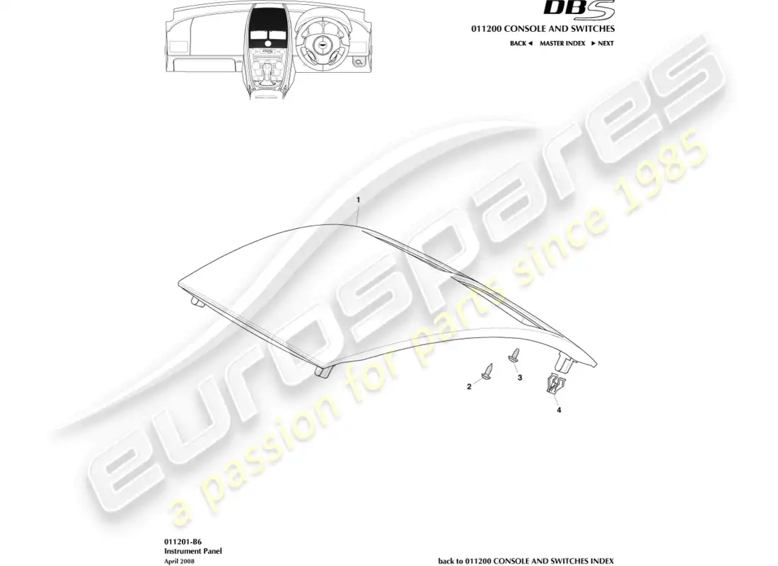aston martin dbs (2013) tablero de instrumentos diagrama de piezas