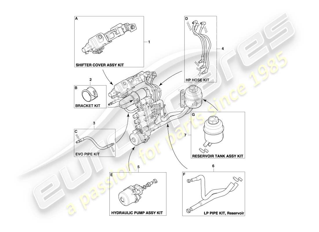aston martin v8 vantage (2005) kits de cambio deportivo, diagrama de piezas de 6 velocidades