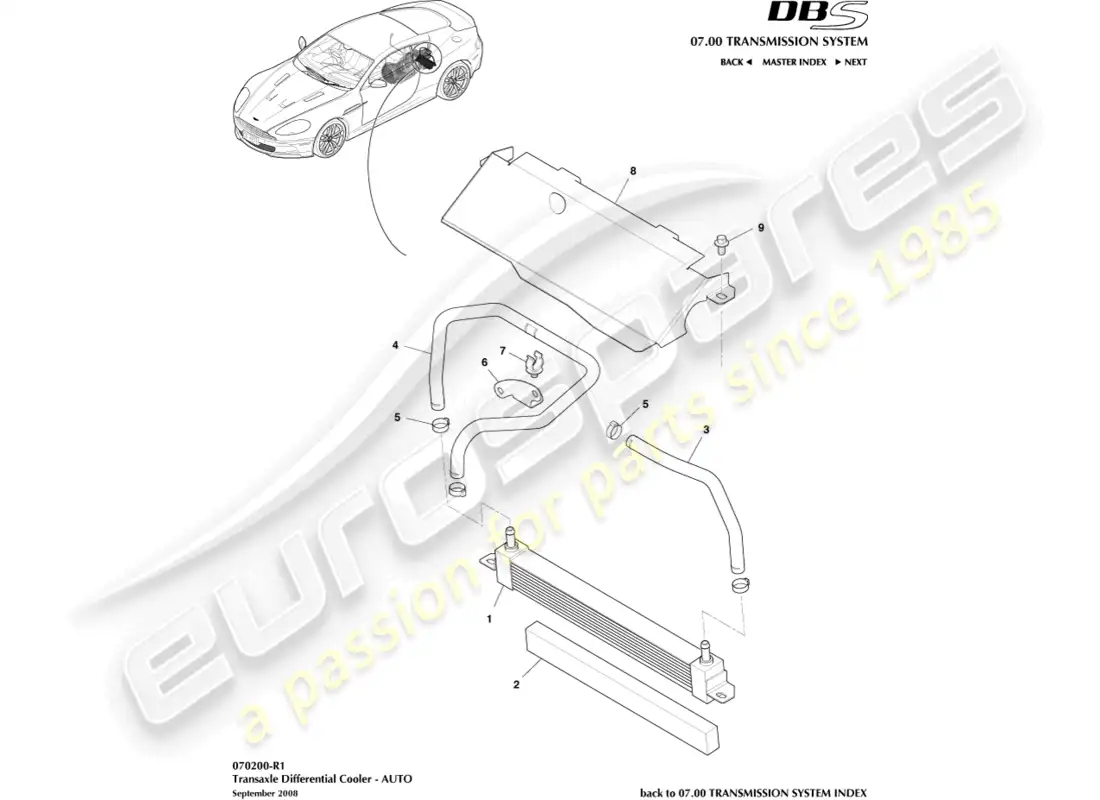 aston martin dbs (2014) enfriamiento diferencial diagrama de piezas