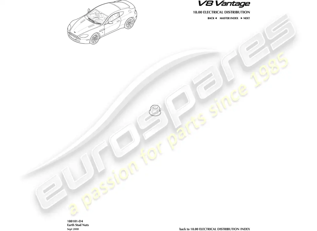 aston martin v8 vantage (2008) diagrama de piezas de tuercas y pernos de tierra