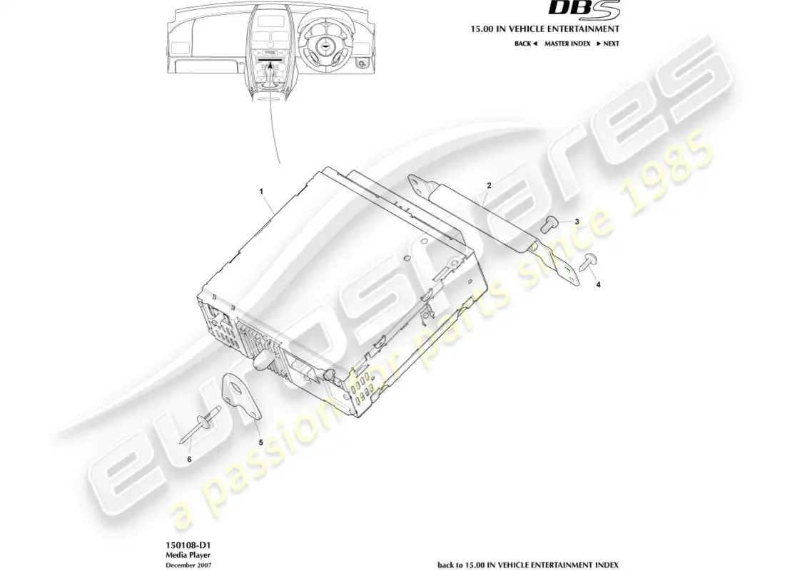 aston martin dbs (2010) reproductor multimedia diagrama de piezas