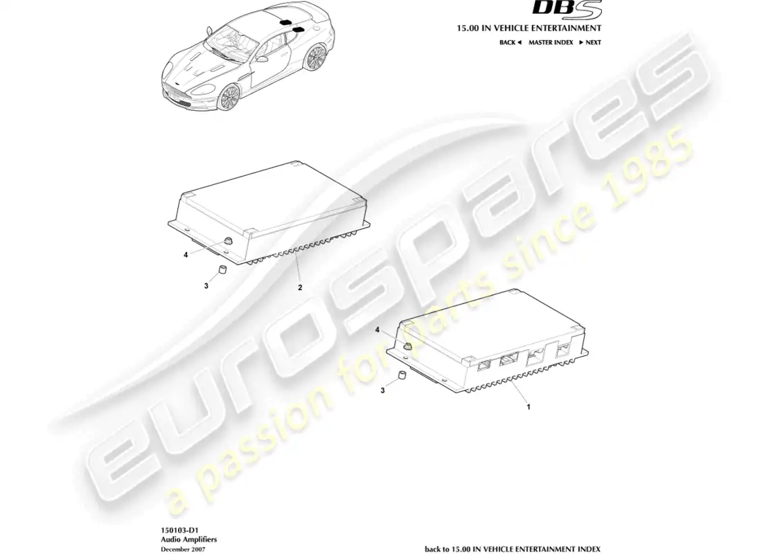aston martin dbs (2010) amplificadores diagrama de piezas