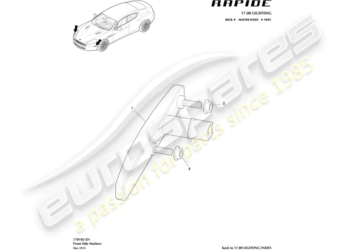 aston martin rapide (2013) front side markers diagrama de piezas