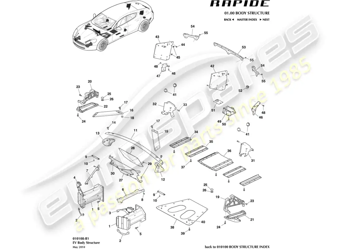 aston martin rapide (2016) piezas auxiliares diagrama de piezas