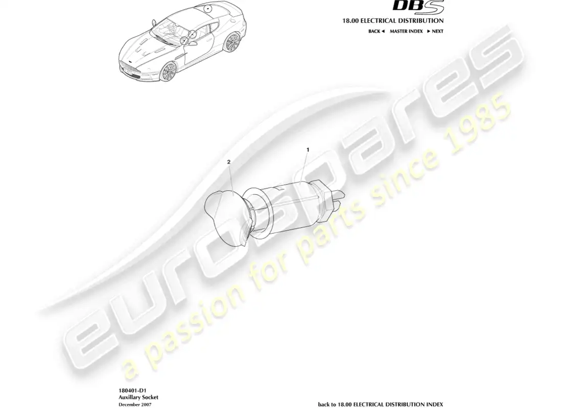 aston martin dbs (2008) toma auxiliar diagrama de piezas