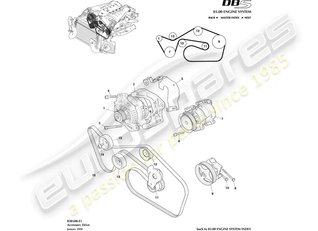 aston martin dbs (2008) unidad de accesorios diagrama de piezas