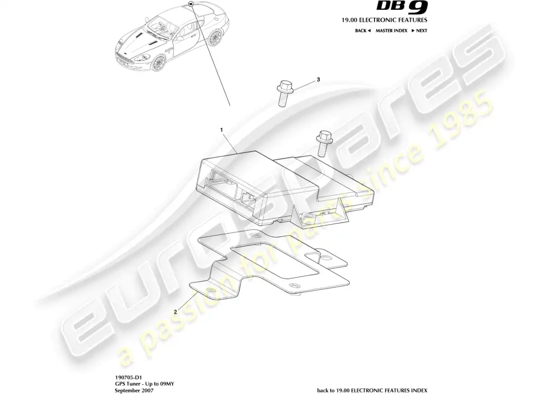 aston martin db9 (2012) gps tuner, to 09my diagrama de piezas
