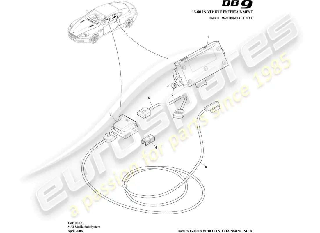 aston martin db9 (2012) mp3 diagrama de partes multimedia
