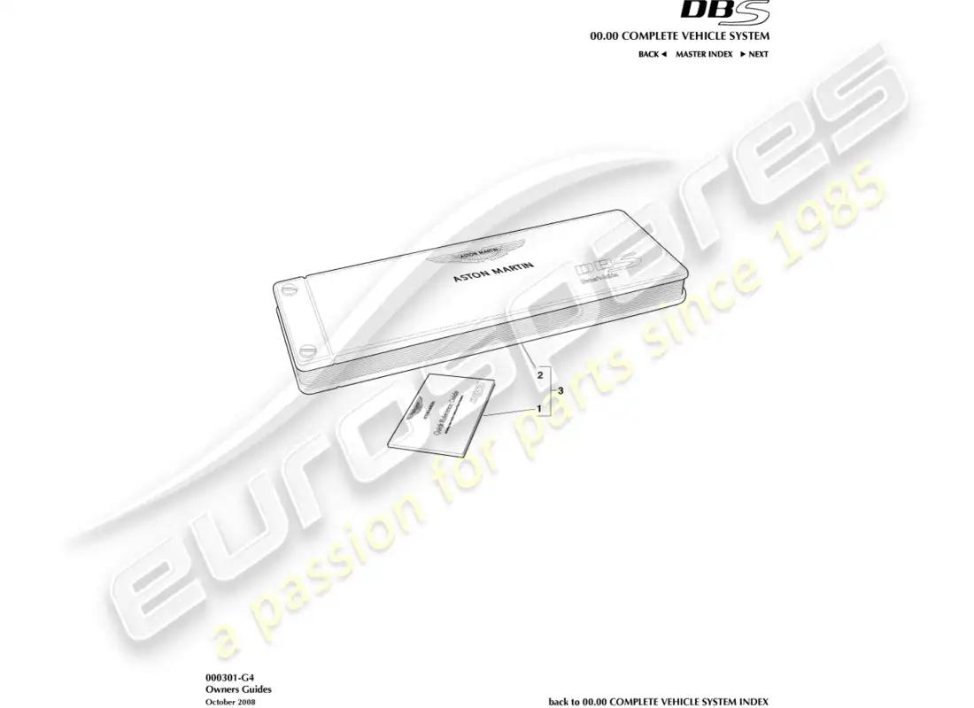 aston martin dbs (2008) guía del propietario diagrama de piezas