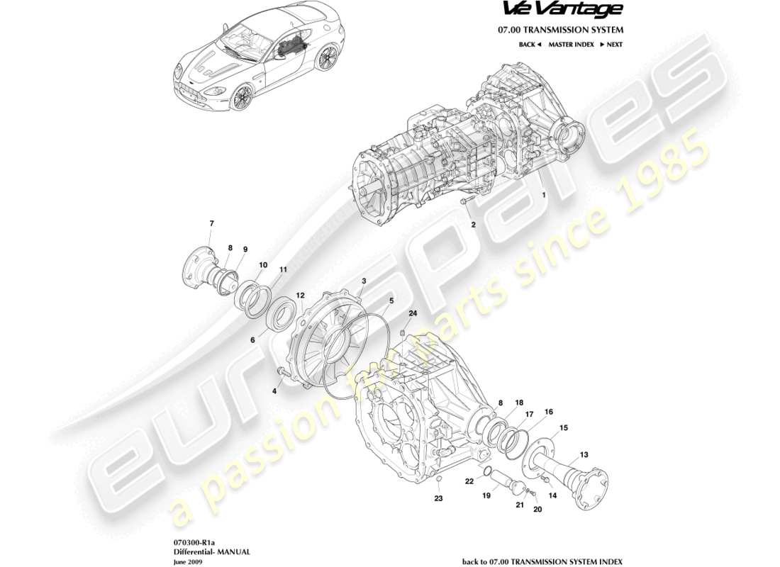 aston martin v12 vantage (2013) diagrama de pieza diferencial