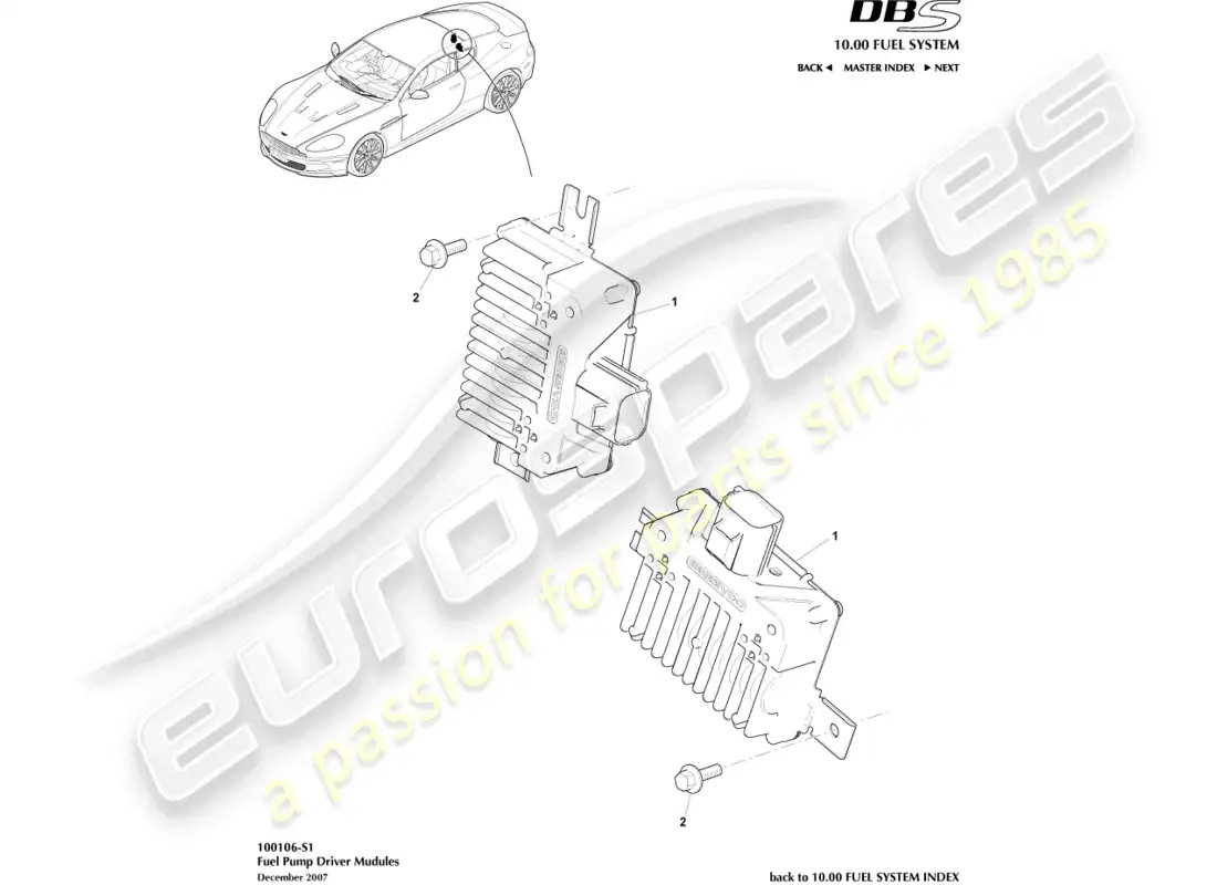 aston martin dbs (2013) módulos de bomba de combustible diagrama de piezas