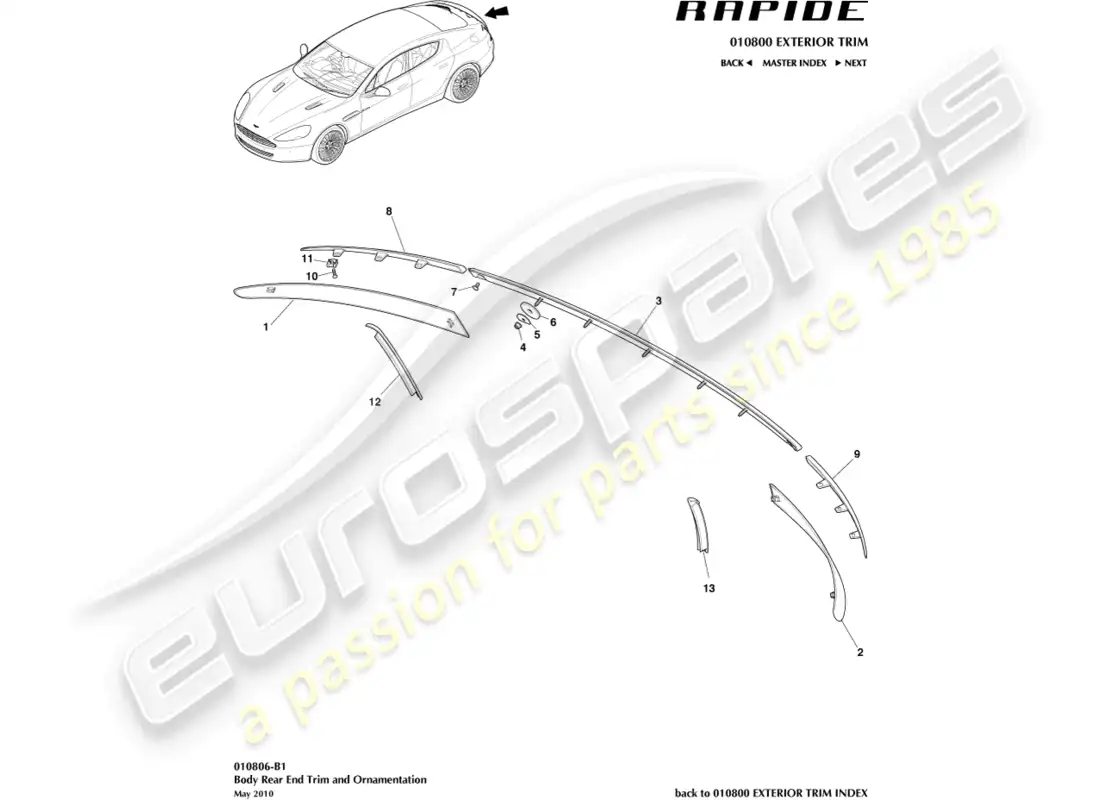 aston martin rapide (2019) ajuste del extremo trasero diagrama de piezas