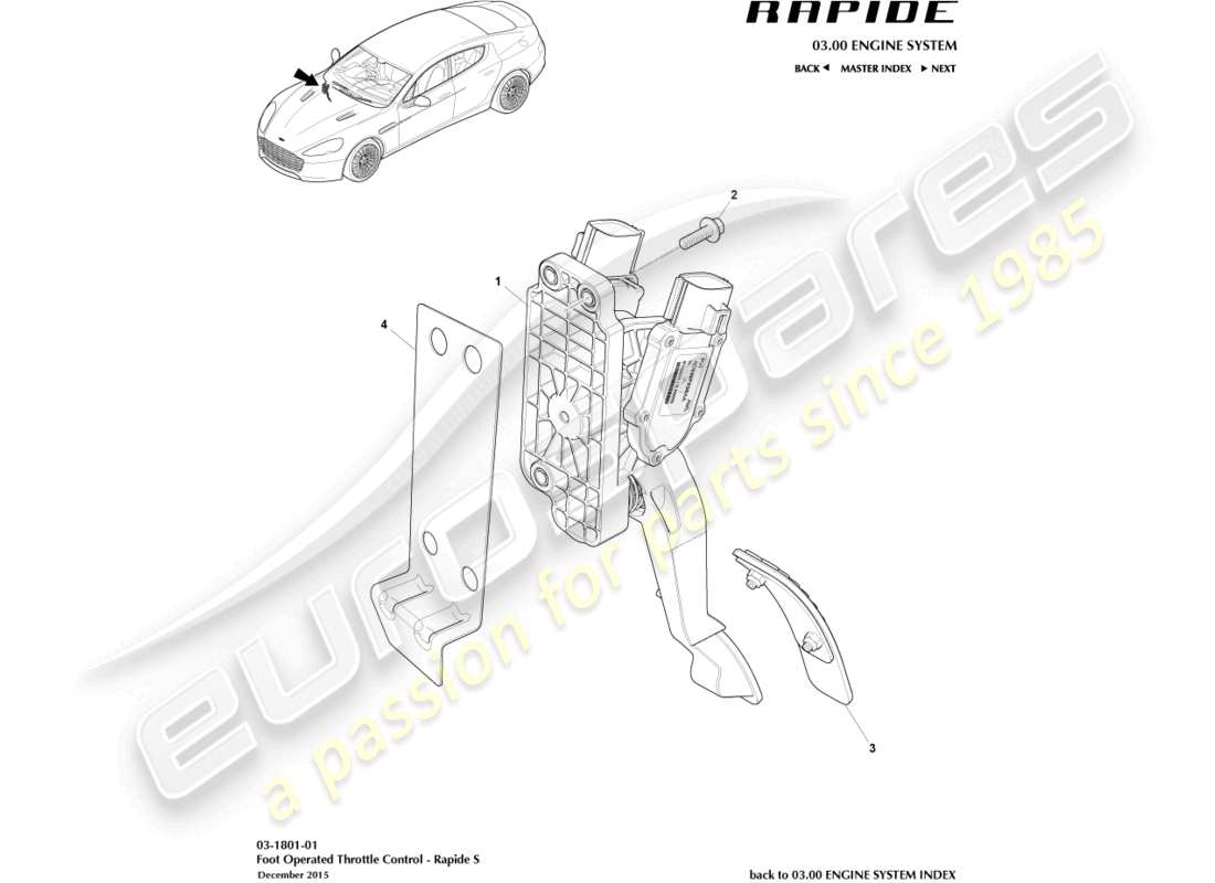aston martin rapide (2016) throttle control diagrama de piezas